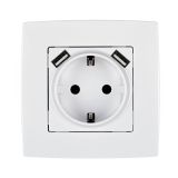 CITY NÉMET TÍPUSÚ DUGALJ+2 USB FEHÉR