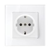GERMAN TYPE SOCKET 16A GLASS FRAME WHITE+C. BOX