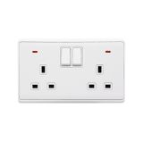 LONDON DOUBLE SOCKET WITH 1P BUTTON SWITCH NEON WH