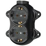 ANTIQUE DOUBLE SOCKET GERMAN TYPE 16А 250V BLACK